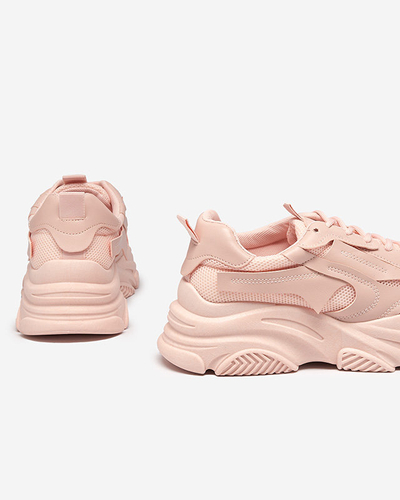 Pink women's sports shoes on a massive Okis sole - Footwear
