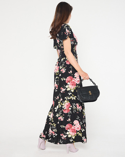 Airy black women's dress with short sleeves - Clothing