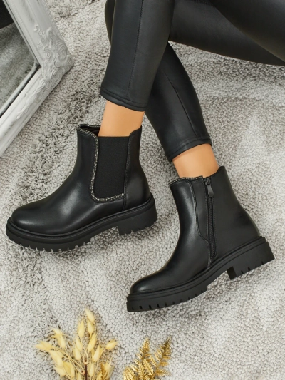 Eco-leather ankle boots with zircons Novira