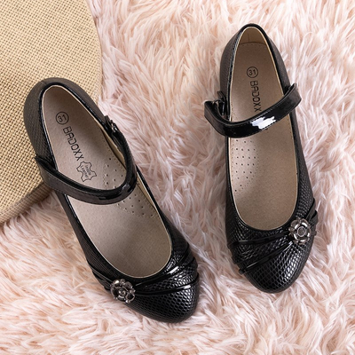 Black children's ballerinas with Neqe decoration - Shoes