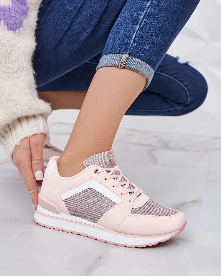 Rozā sieviešu sporta kedas ar spīguļiem Berilan - Apavi