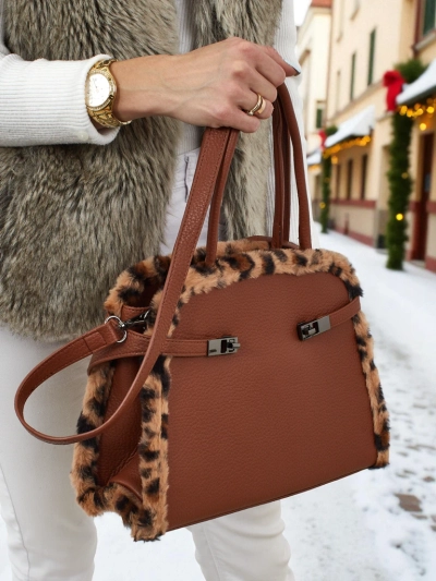 Small Women's Eco-Leather Handbag with Leopard Print Panthory