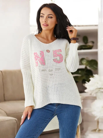 Royalfashion akrila sieviešu adīts džemperis ar uzrakstiem