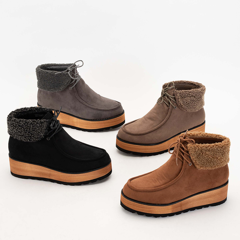 Wedesi black women's platform ankle boots - Shoes