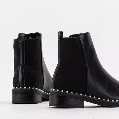 OUTLET Ladies' black boots with decorative pearls Manoris - Footwear
