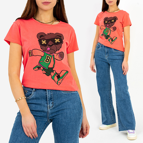 Women's Coral Print T-Shirt - Clothing