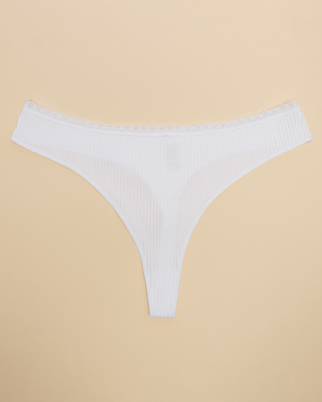 Женские белые стринги в рубчик - Нижнее белье