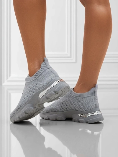 Women's Atenea Light Gray Fabric Sneakers on a 4.5 cm Flat Sole