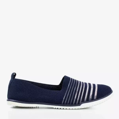 Granatowe tenisówki slip - on w paski Yeqa - Obuwie
