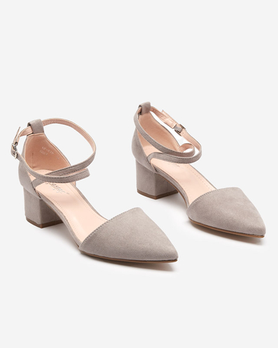 Women's gray sandals on a post Crisco - Footwear