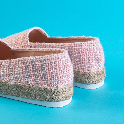 Pink women's tweed espadrilles Elizabet - Footwear