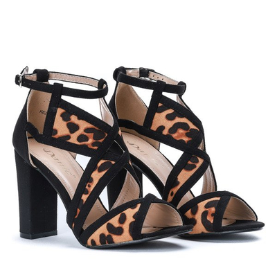 Black sandals on a Raffaele leopard post - Footwear 1