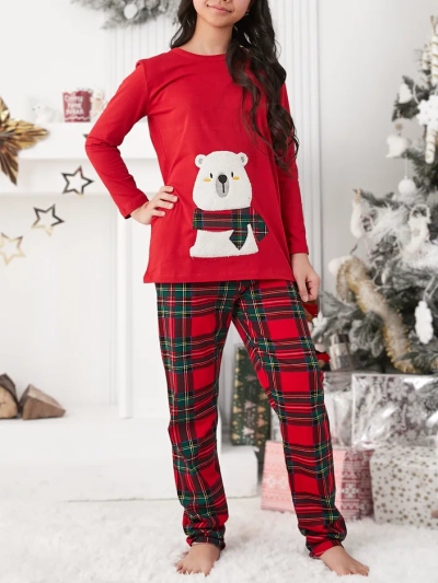 Royalfashion Ziemassvētku kokvilnas bērnu pidžamas ar druku