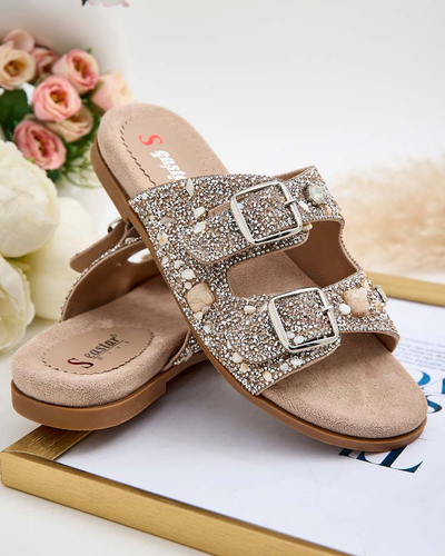 Royalfashion Sieviešu čības ar sprādzēm un cirkoniem Monnas
