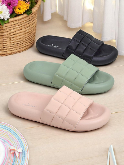 Royalfashion Women's Flat Quilt Walk Flip-Flops