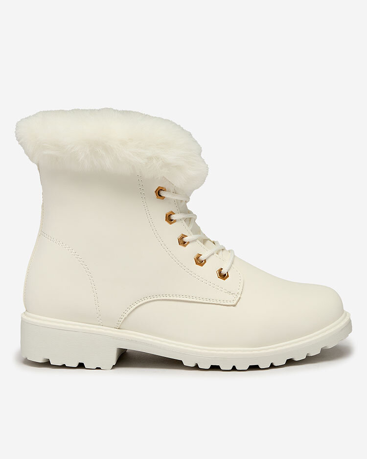 Royalfashion Classic women's boots a'la trappers in white Dotsacia