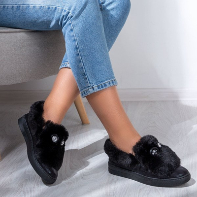 Black slip on with fur Manifik - Footwear