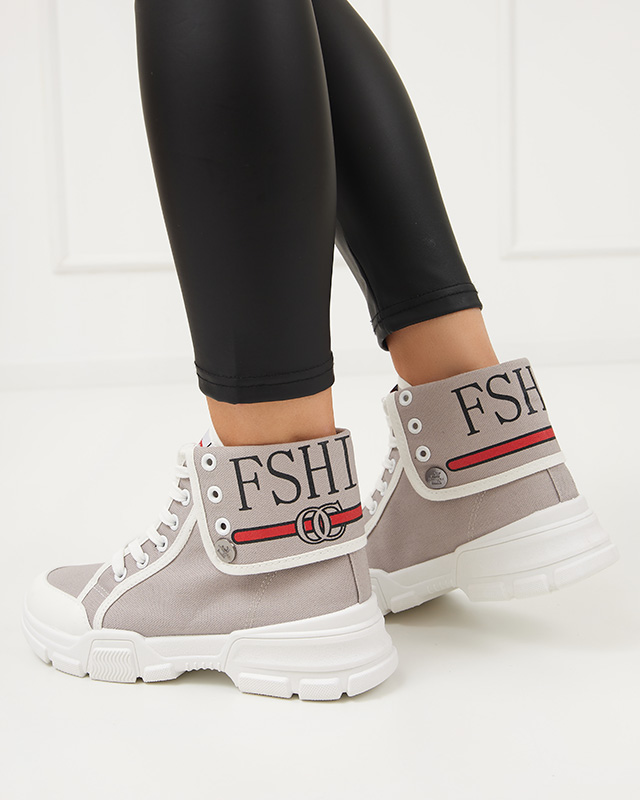 Grey women's high sport shoes a'la sneakers Tenerika - Footwear