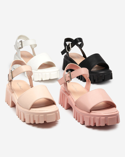 OUTLET Women's white sandals on a thicker sole Nerile - Footwear