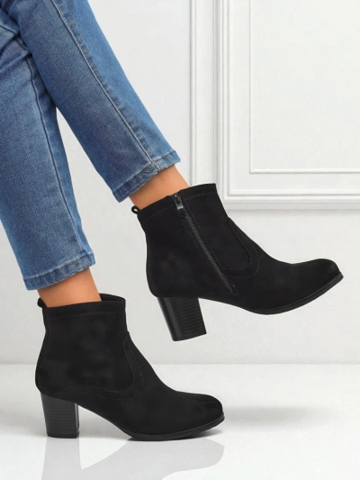 Women's Eco-Suede Heeled Ankle Boots Crimson Echo