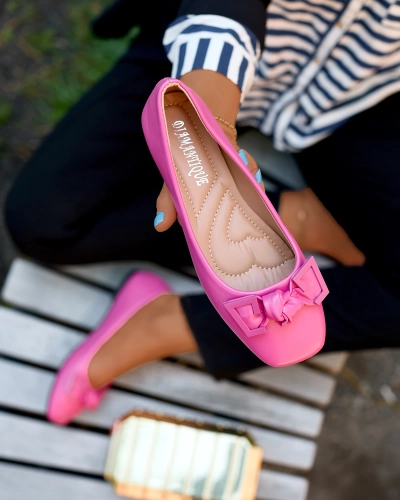 Women's pink ballerinas with decoration on the nose Caxien- Footwear