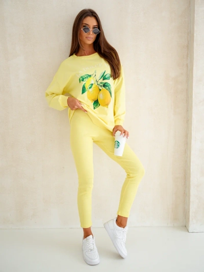 Royalfashion Women's cotton set with lemon sweatshirt and leggings