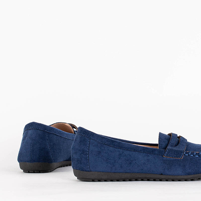 Navy blue women's eco-suede moccasins Teweri - Footwear