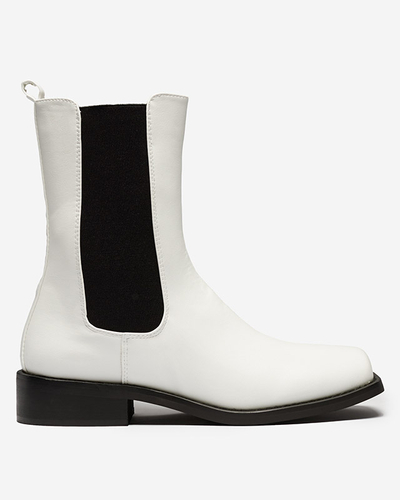 White high boots for women with a square toe Ludiz- Footwear