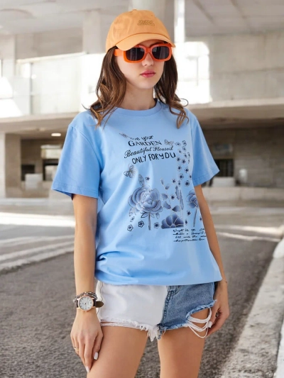 Royalfashion Women's cotton blouse with the inscription