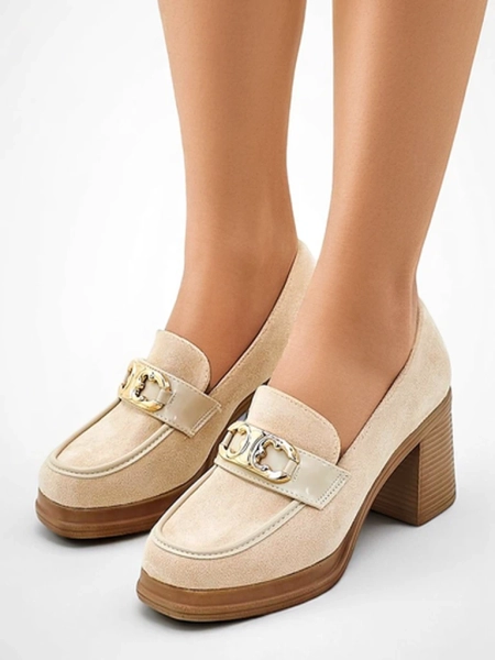 Royalfashion Sieviešu mokasīni uz blokveida papēža Qeroy