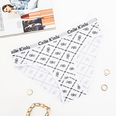 Baltas sieviešu biksītes ar apdruku - Apakšveļa