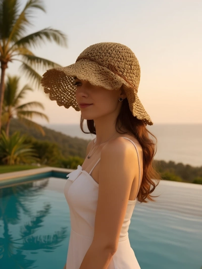 Royalfashion Women's straw hat Whisper Bow