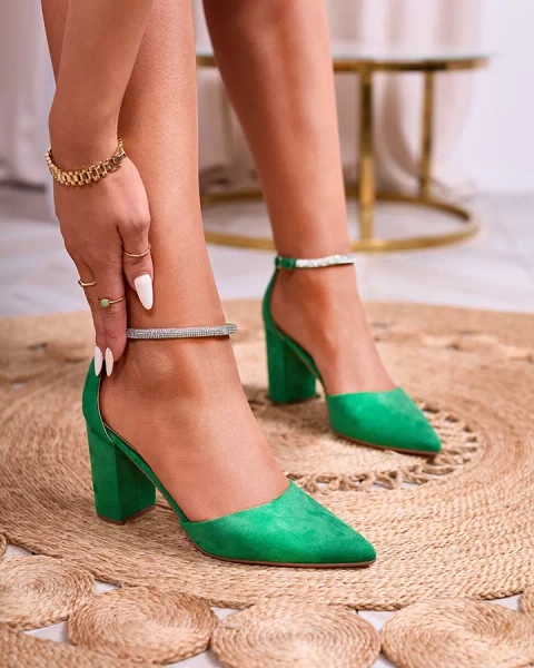 Royalfashion Green women's zirconia pumps Britica