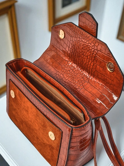 Женская сумка Hera Marrone коричневая экокожа замшевая на плечо ретро