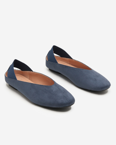 Navy blue women's ballerinas with a square toe Lojara - Footwear