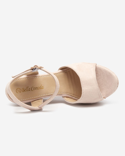 OUTLET Beige women's wedge sandals Nalem - Footwear