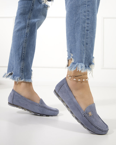 Light blue women's moccasins with gold accessory Skuizo - Footwear