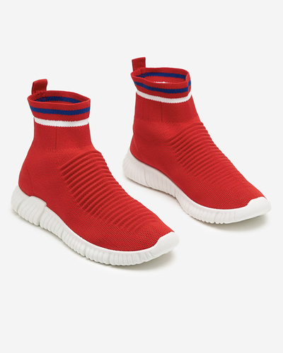 Red women's slip-on trainers by Deloni - Footwear