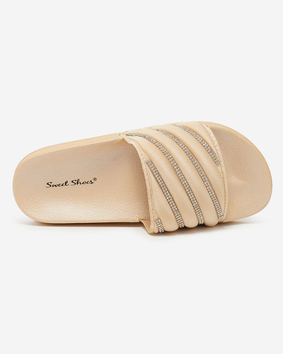 Royalfashion Beige women's flip-flops with zircons Erikis