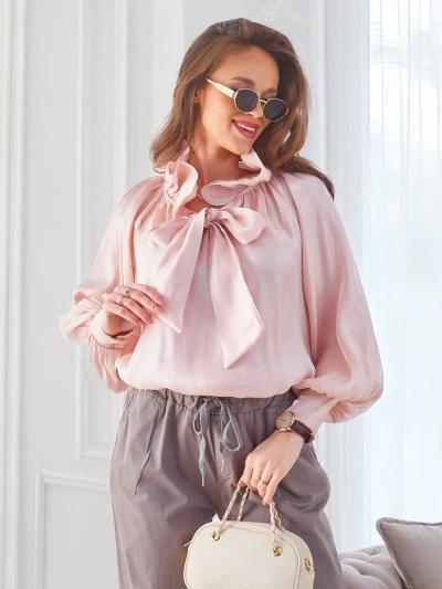 Royalfashion Сияющая женская рубашка с декоративным воротником