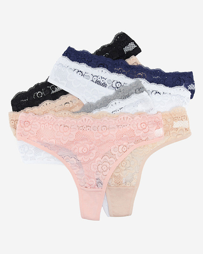 A set of one-color lace women's panties, thong type 8 / pack - Underwear