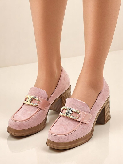 Royalfashion Women's Moccasins on a Block Heel Qeroy