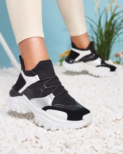 Women's white and black sports sneakers Ziragga- Footwear