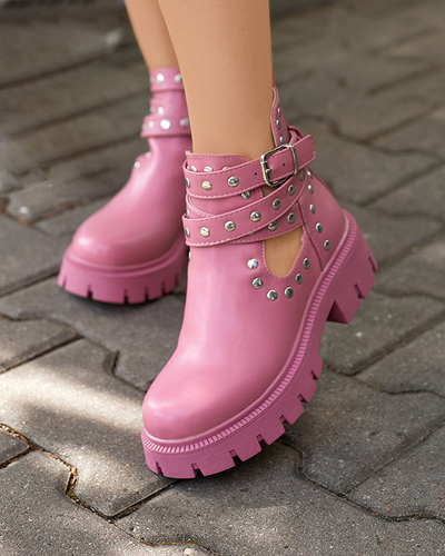Pink women's boots with rhinestones Socogi - Footwear