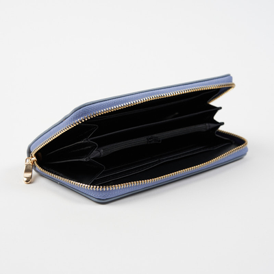 Large blue women's wallet made of ecological leather - Accessories