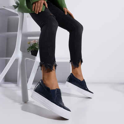 OUTLET Women's navy blue sports shoes with an indoor wedge Moriko - Footwear