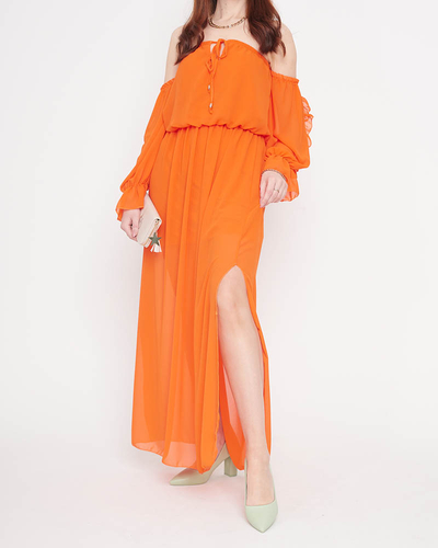 Women's orange maxi Spanish dress - Clothing