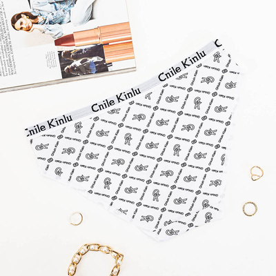 White women's briefs with print - Underwear