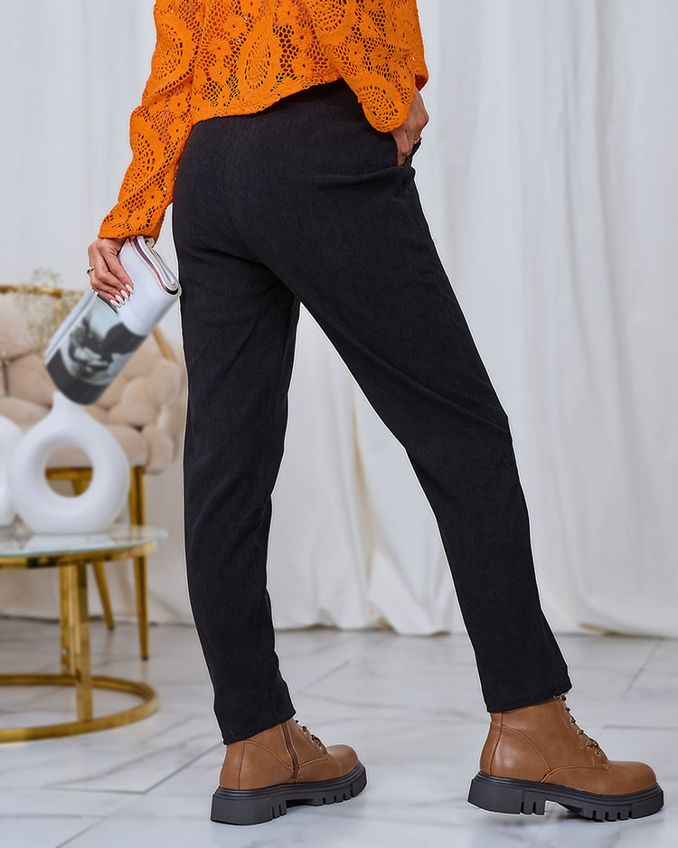 Royalfashion Черные вельветовые женские брюки