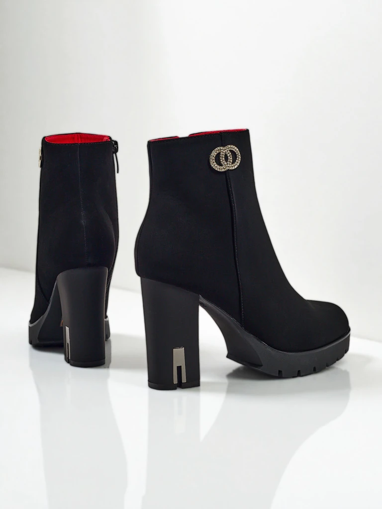 Stella Black Elegant Heel Ankle Boots